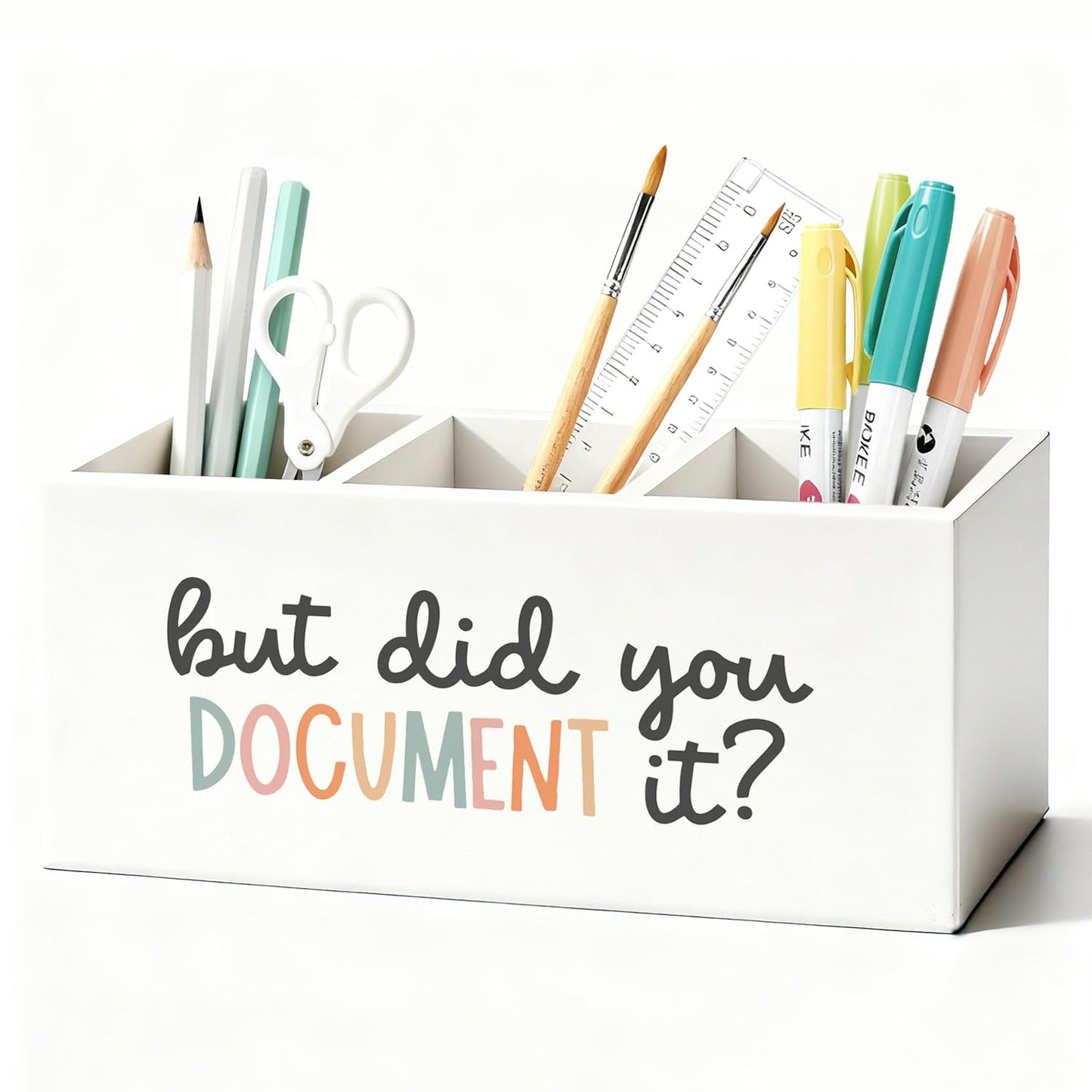 LIANGW Funny But Did You Document It Pen Pencil Holder for Desk, HR Human Resources Gifts, Office Humor Gifts for Coworkers Women Men Wooden Box Sign Decorations for Office Desk Tabletop