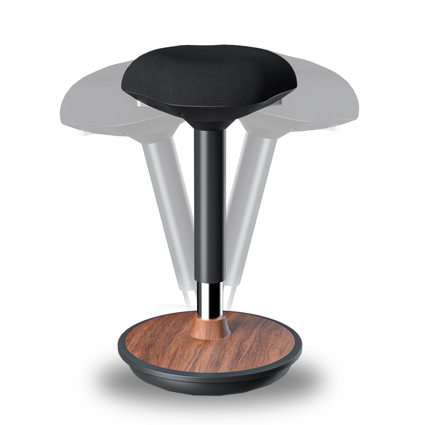 ERGO COLLECT Adult Wobble Stool - Anti-Fatigue Standing Desk Stool with 360° Rocking Non-Slip Curved Base, Height Adjustable 22-32 Inch Standing Chair for Home & Office,Walnut
