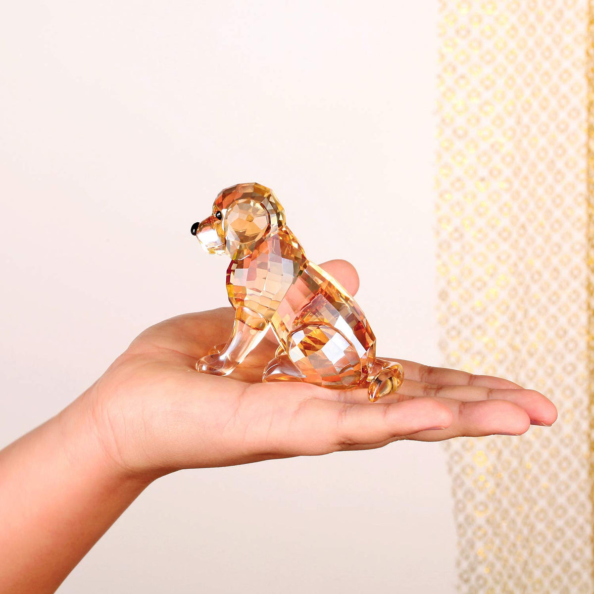 DOJOZ Crystal Labrador Dog Puppy Figurine Animals Lovely Craft Home Decor Ornaments Collectible Birthday Gifts (Gold)