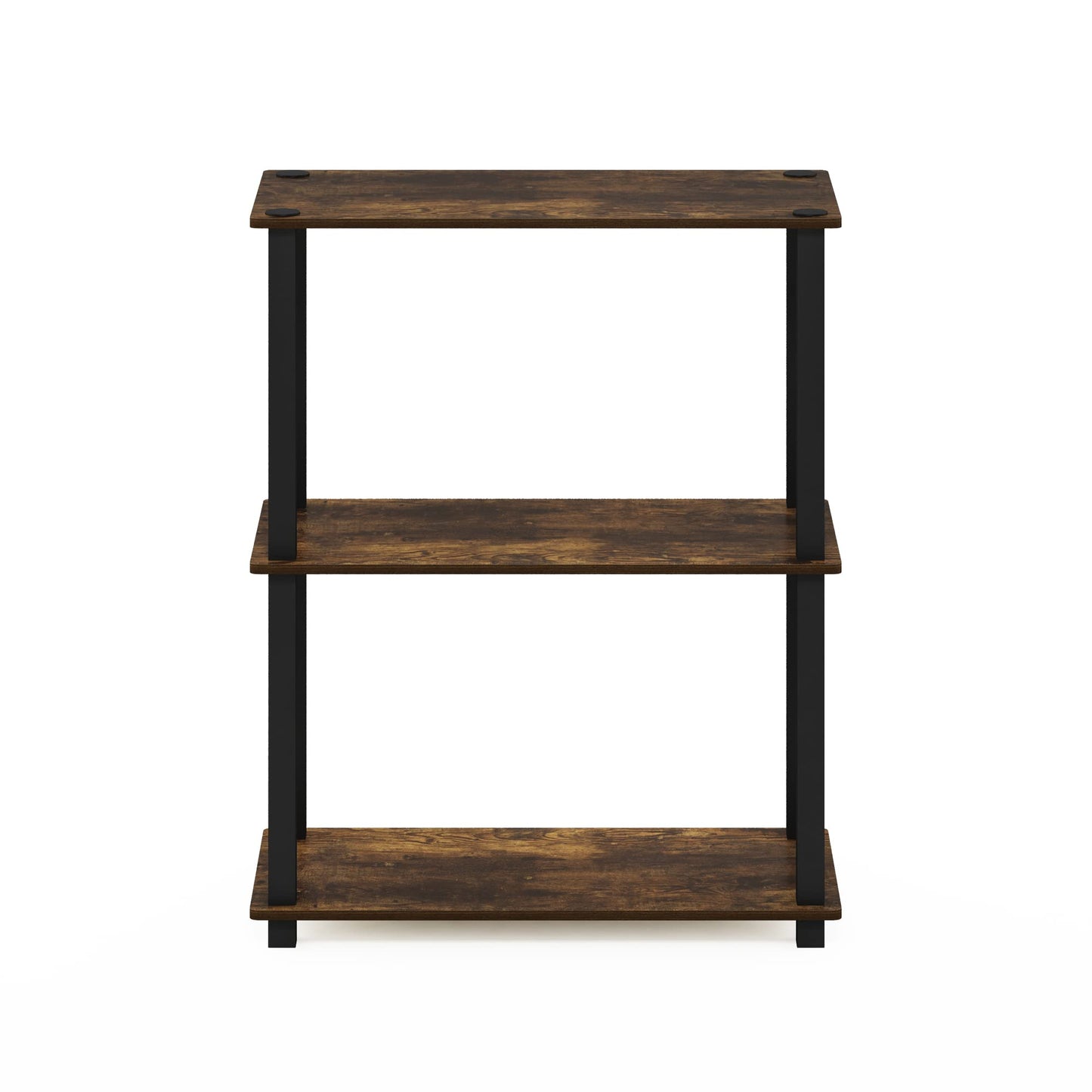 Furinno TURN-S-TUBE Storage Shelves, 3-Tier Book Shelf, Corner Shelf, Toolless Open Shelves, for Organization and Storage, Living Room, Garage, Home Office, Amber Pine