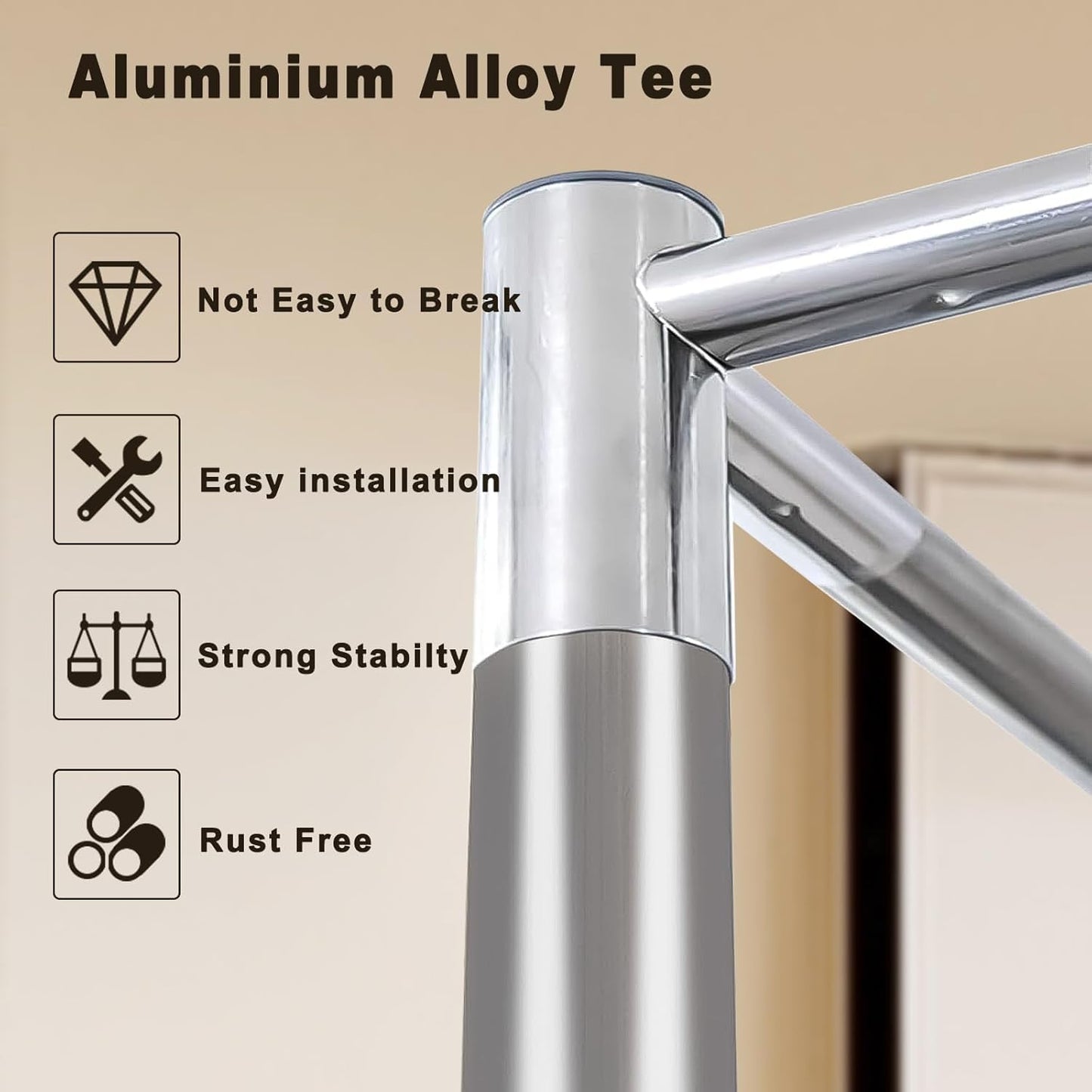 Stainless Steel Canopy Bed Frame Queen Size, Thicken Queen Size Canopy Frame for Metal Bed Wood Bed Bedroom Decor