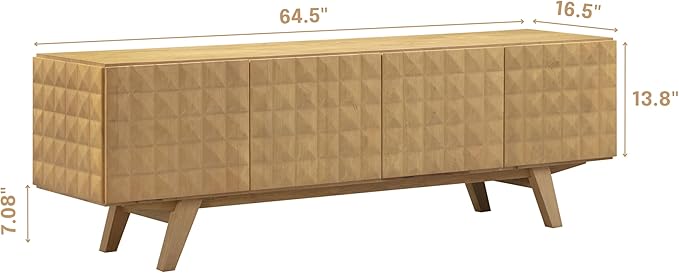 NTC Sapa Mid-Century Modern Solid Wood TV Stand 4-Door Media Console