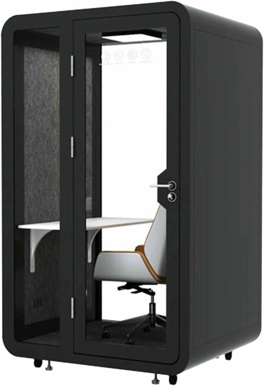 Mobile Soundproof Office Pod, Portable Movable Sound Proof Phone Booth, LED-Light Sound Proof Booth Work Pod for Office and Home, Privacy Proof Separate Room