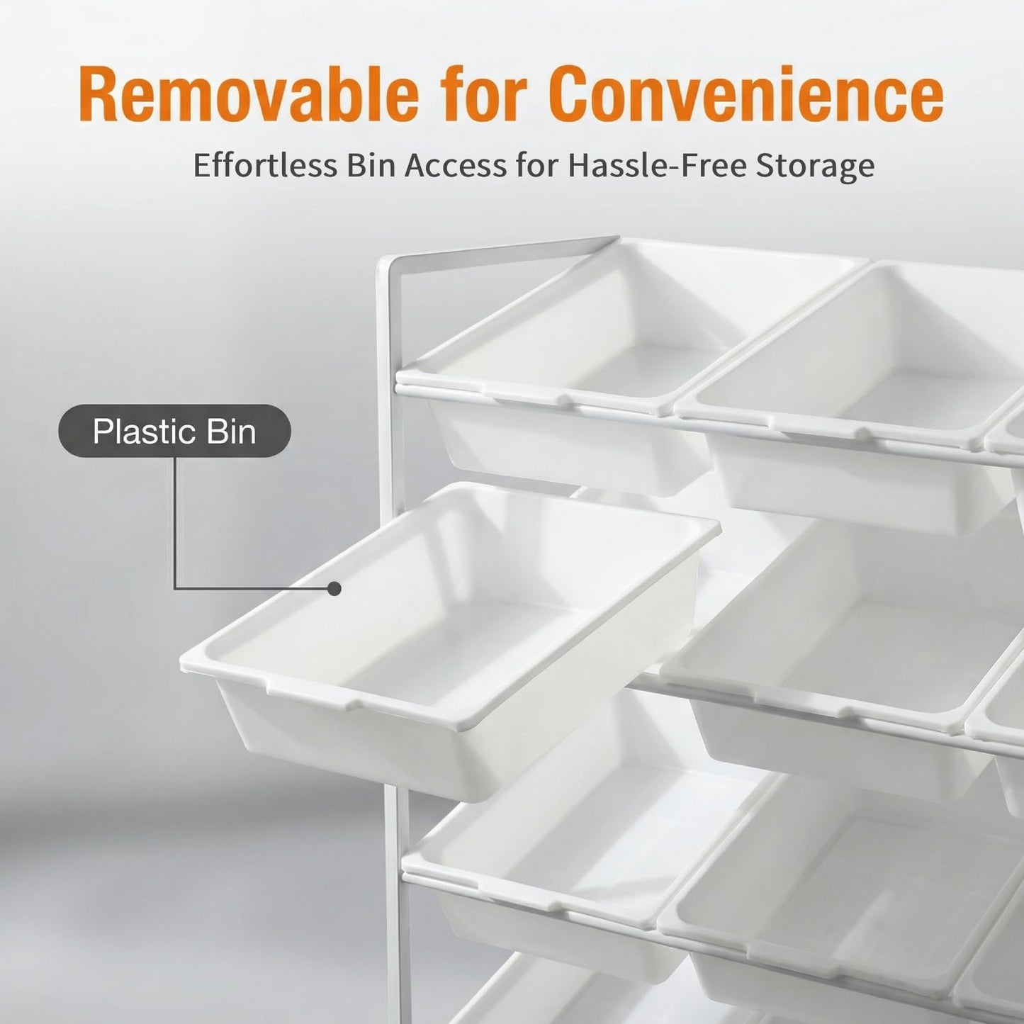 PureBox 4-Tier 3-Row Kids Toy Storage Organizer with 12 Rolling Plastic Bins, Mobile Utility Cart Bookshelf Cabinet for Playroom, Bedroom, and Classroom, Easy-Glide Bins for Quick Cleanup
