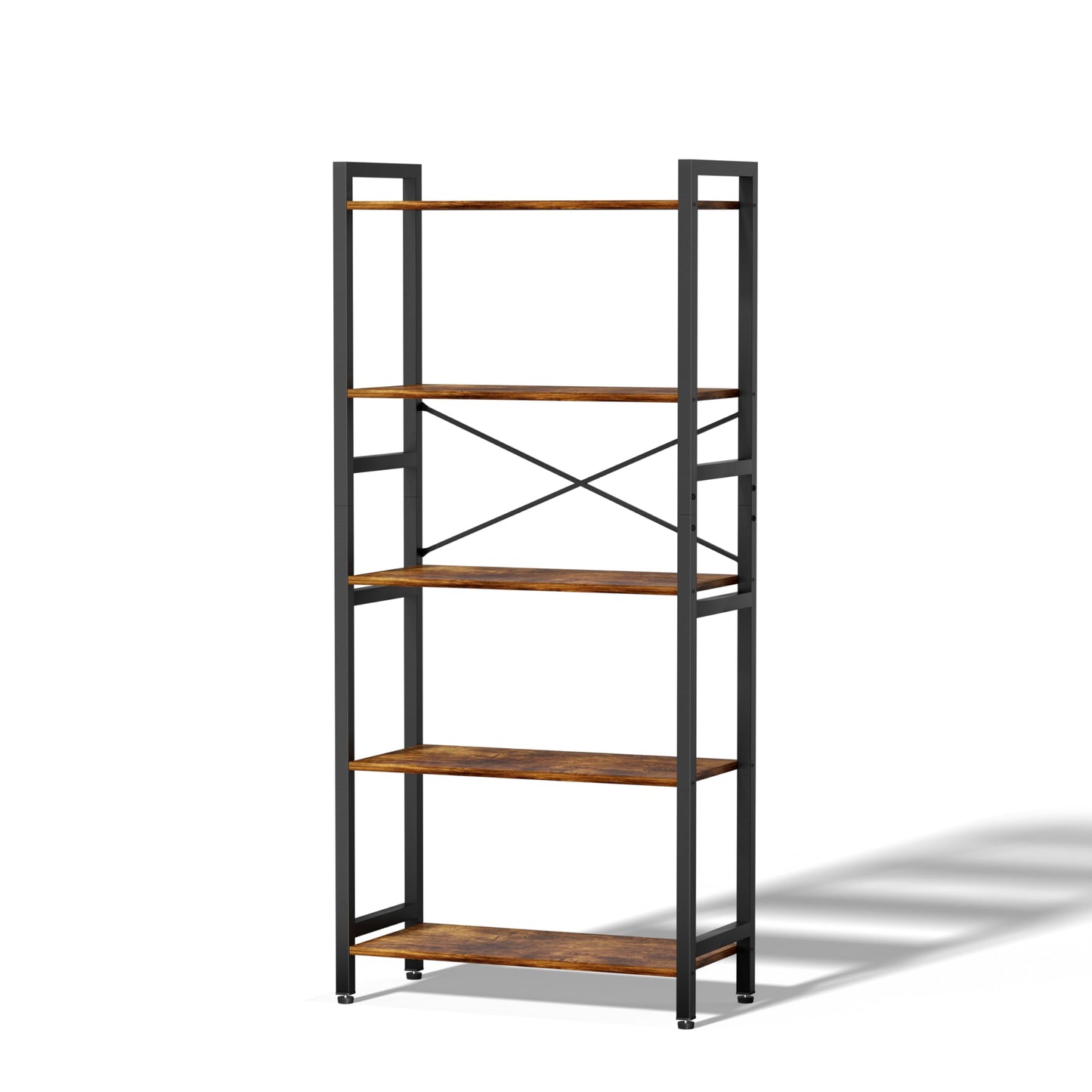 NewBeth 5 Tier Bookshelf,Storage Shelf with Steel Frame,Free Standing Open Book Shelves Storage Display Shelf