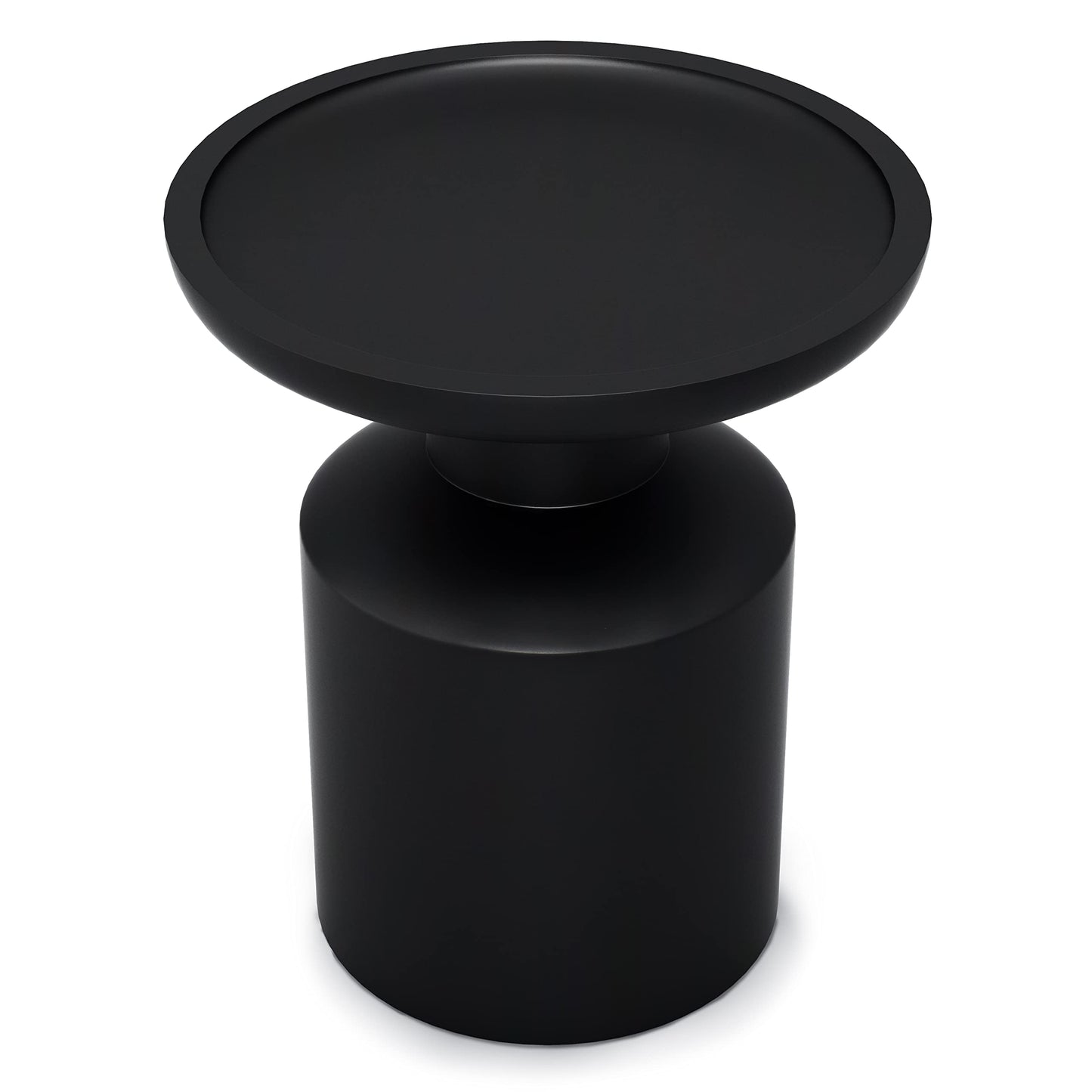 SIMPLIHOME Haynes End Table - 16 inch Wide Solid Mango Wood Round Accent Table with Sculptural Pedestal Base in Black, Boho Nightstand or Lamp Stand for Living Room or Bedroom, Assembled