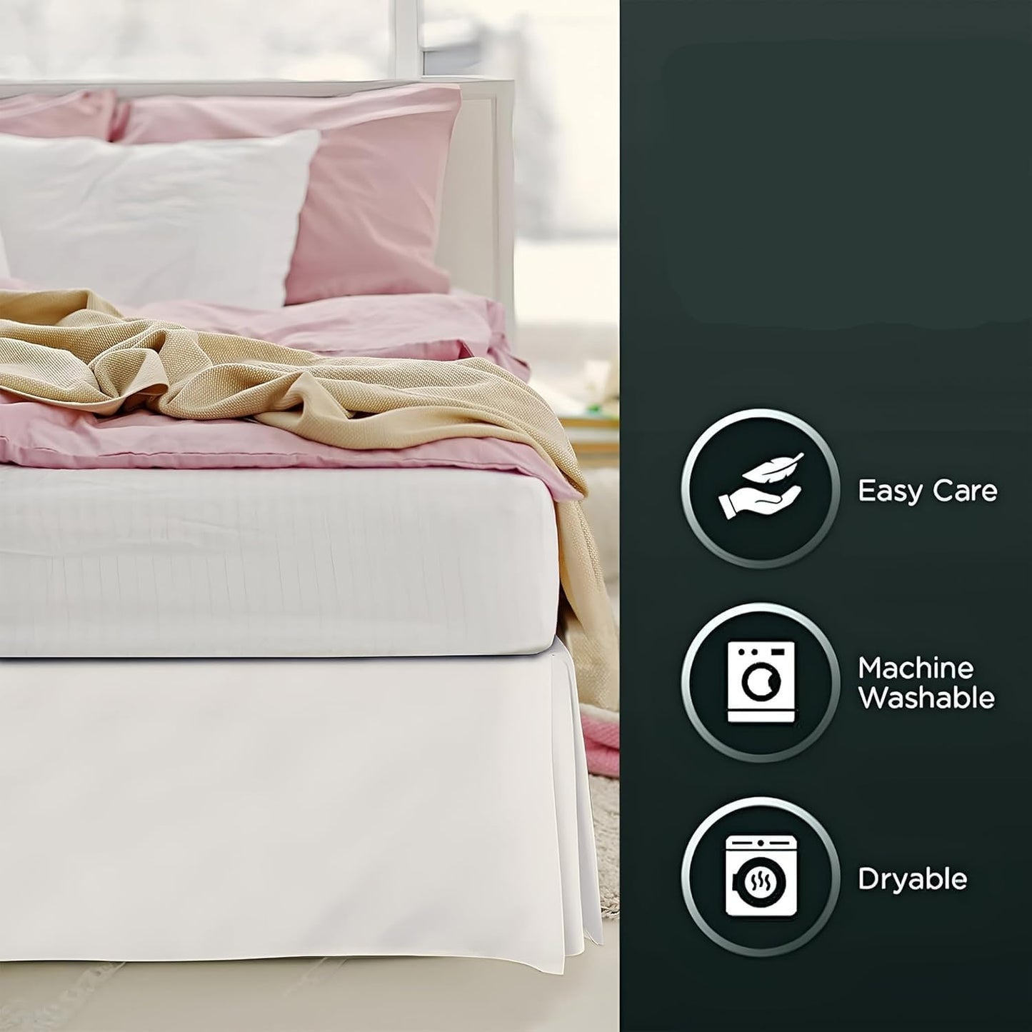 800 Thread Count Egyptian Cotton Bed Skirt King Size – Tailored Split Corner, 78x80 Inches 10" Drop Ivory Solid