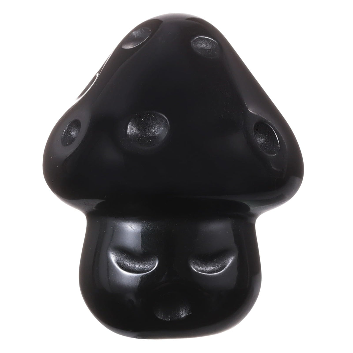 mookaitedecor Set of 2 Black Obsidian Crystal Mushroom Sculpture Hand Carved Mini Mushrooms Statue Figurine Pocket Stone for Healing Reiki Balancing Home Decor,1.14 inch