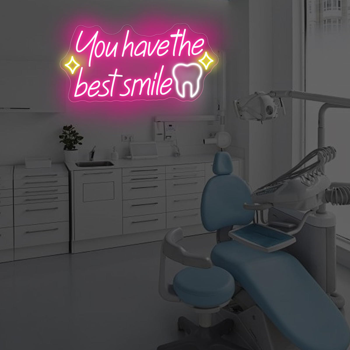 You have the best smile Neon sign, Wall Decor Dimmable Smile Neon Light Business Logo Sign, Dental clinic sign dental neon light, tooth dental care sign, Tooth & Brush Wall Art, Bathroom Wall Decor