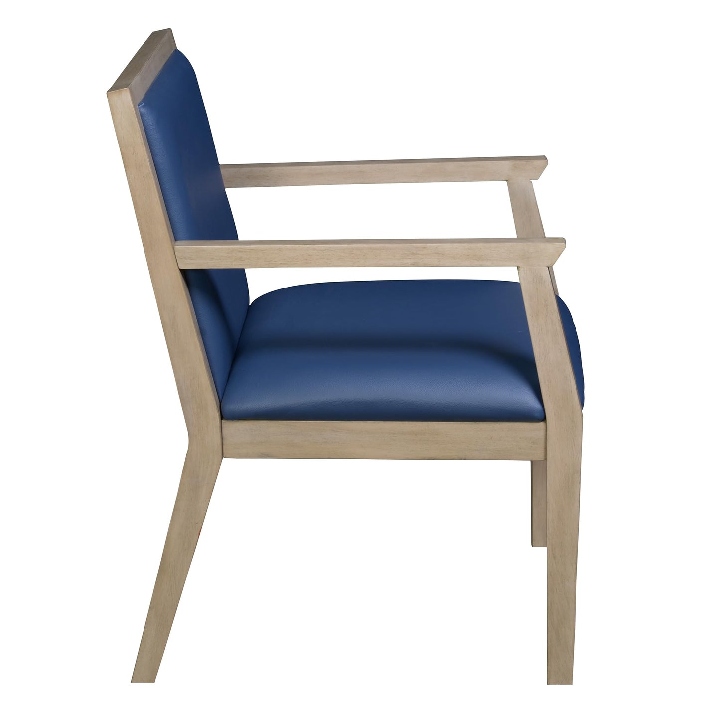 Romig Regent WallGuard Guest & Reception Waiting Room Wood Side Chair - Noble Oak/Navy Blue Vinyl