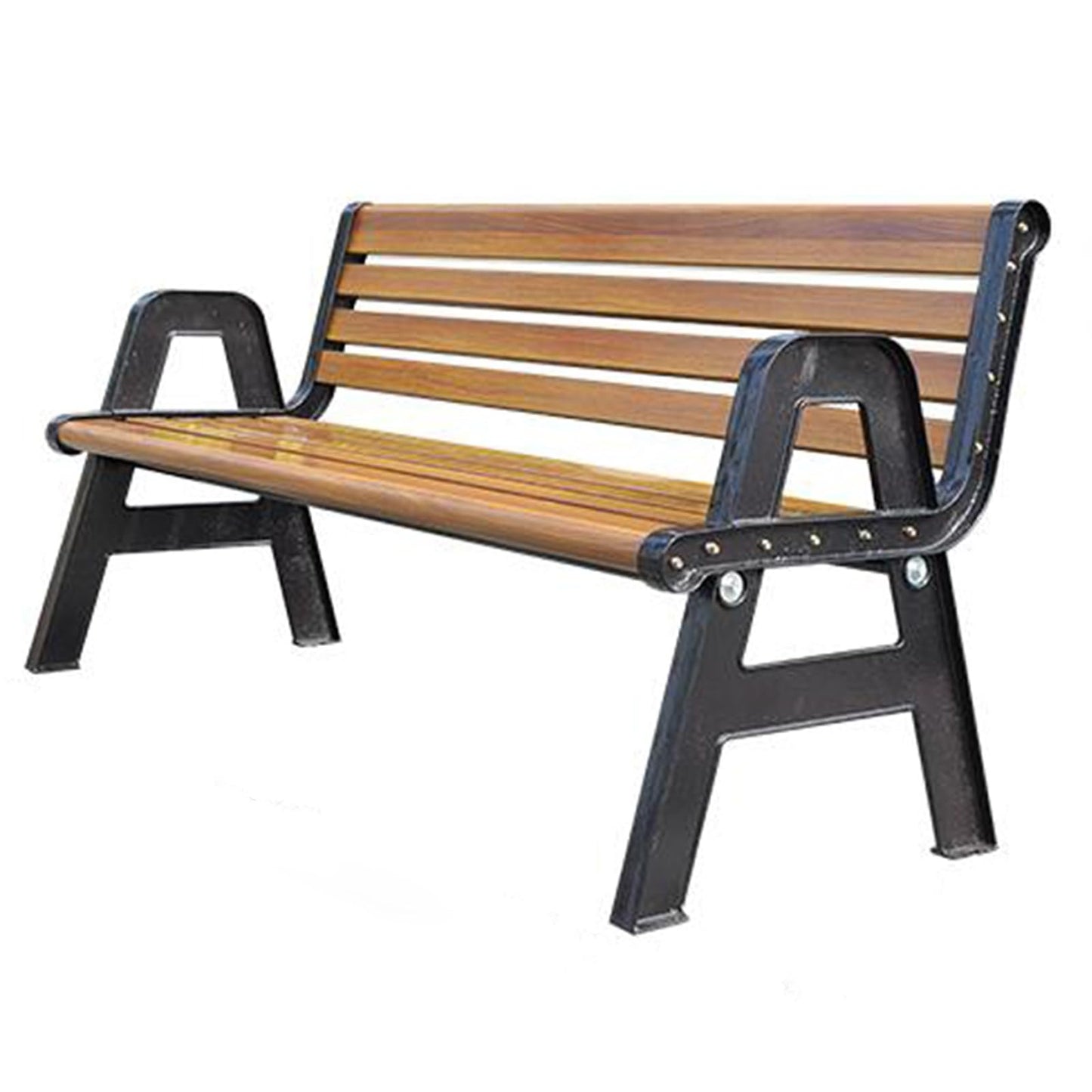 This Outdoor Metal Patio Slats Loveseat Bench, Heavy-Duty Garden Bench for Entryway, Porch, Park, Lawn, Balcony - Durable 120cm Seating Solution