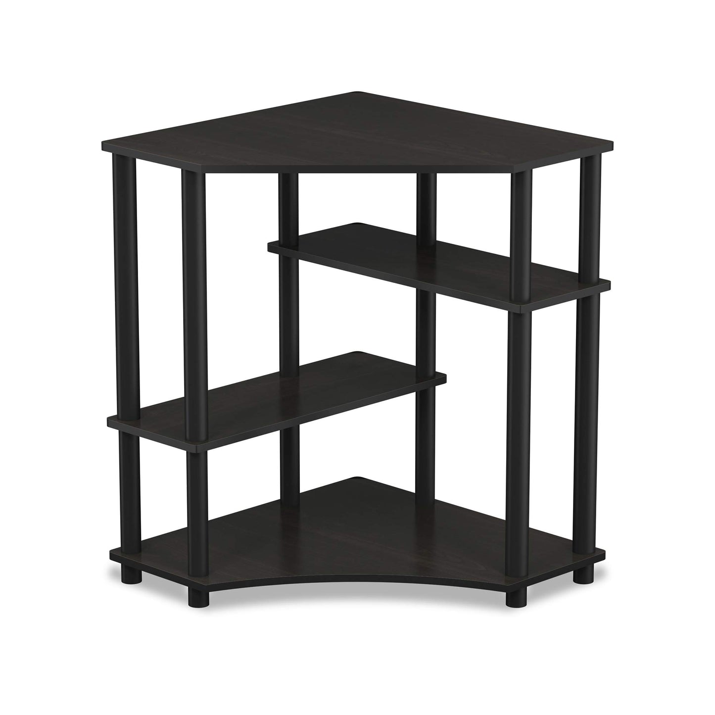 Furinno TURN-N-TUBE Desk, Gaming Desk with Shelves, Corner Computer Desk with Shelves, Office Desk, Space Saving, For Home Office, Bedroom, Espresso