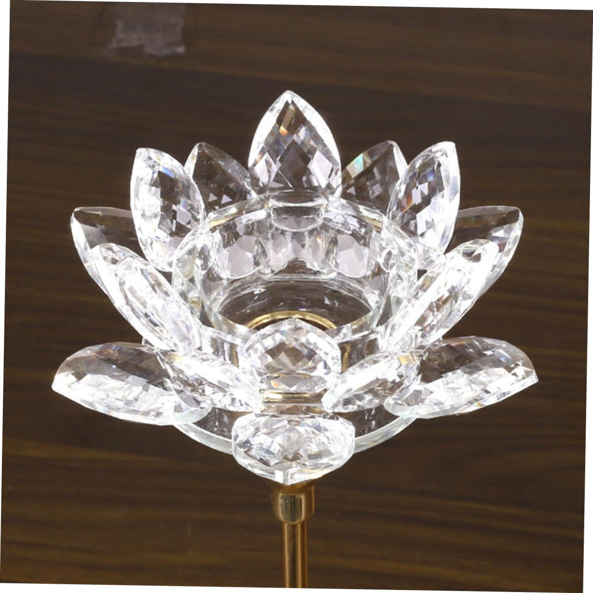 JOINPAYA Crystal Lotus Candlestick Holder Metal Candle Stand Small Gold Decorative Candle Stick for Wedding Dining Room Centerpiece