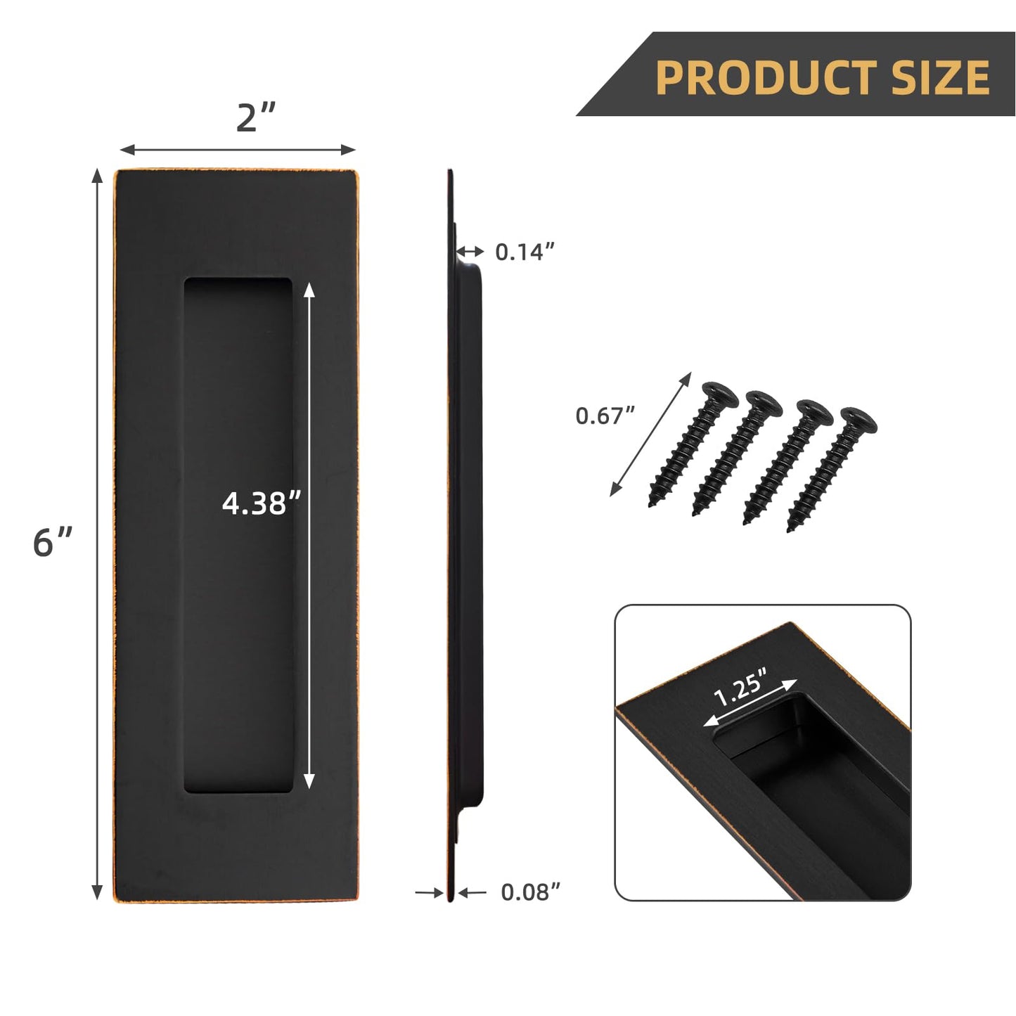senharvest Pocket Door Handles and Edge Pull Oil Rubbed Bronze,6Inch Pull Hardware Latch,Recessed Finger Flush Pulls,for Closet,Sliding,Barn Door