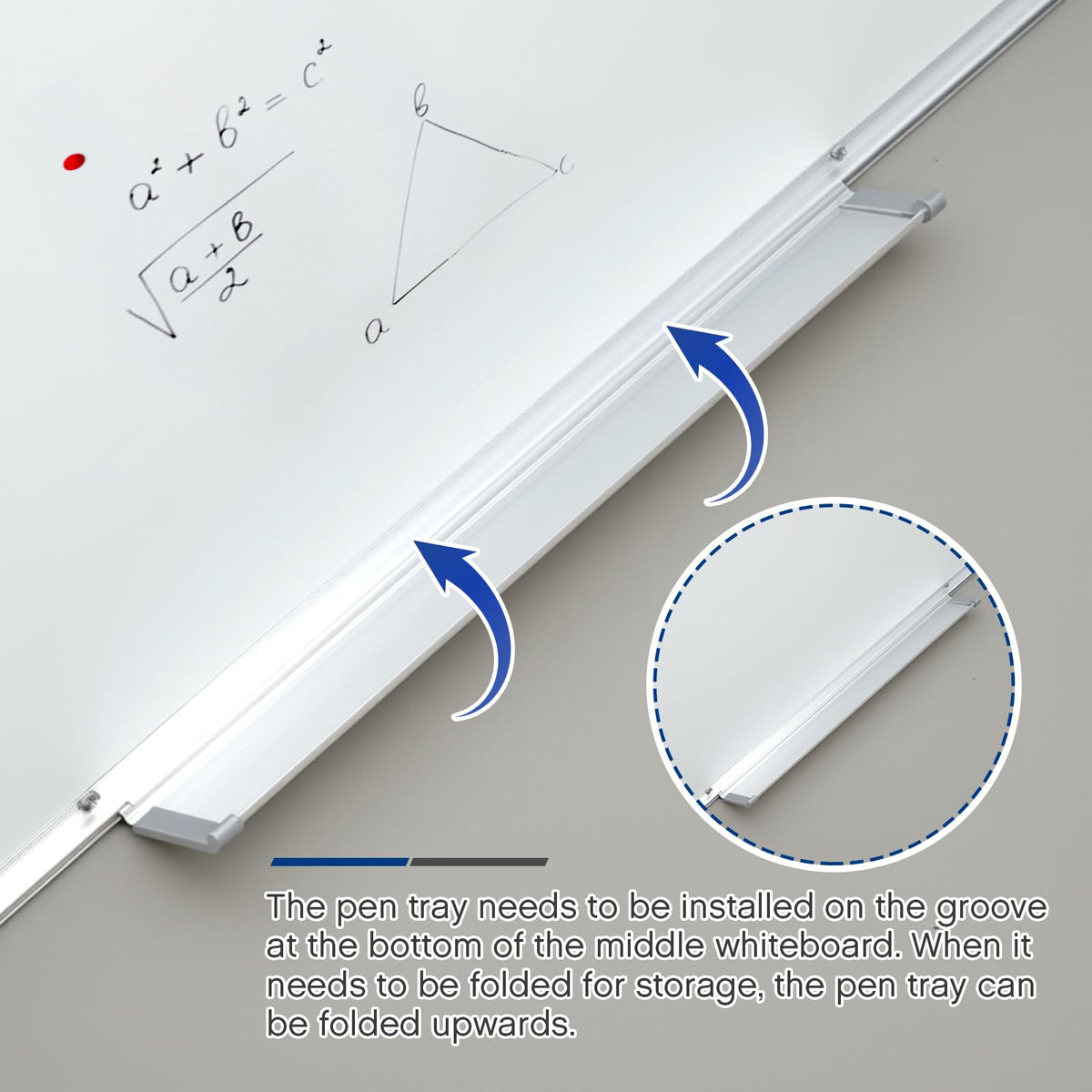 AmazingSpark 72” x 40” Foldable Whiteboard Dry Erase Board Large Tri Folding Whiteboard Magnetic Dry Erase Board, Wall Aluminium Frame and Pen Tray for Office, Home