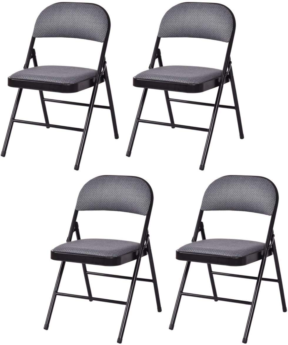 Giantex ReunionG 4 PCS Folding Chair, 4-Pack Portable Chairs with Upholstered Padded Seat and Back, Metal Frame Home Office Chairs (4 PCS)