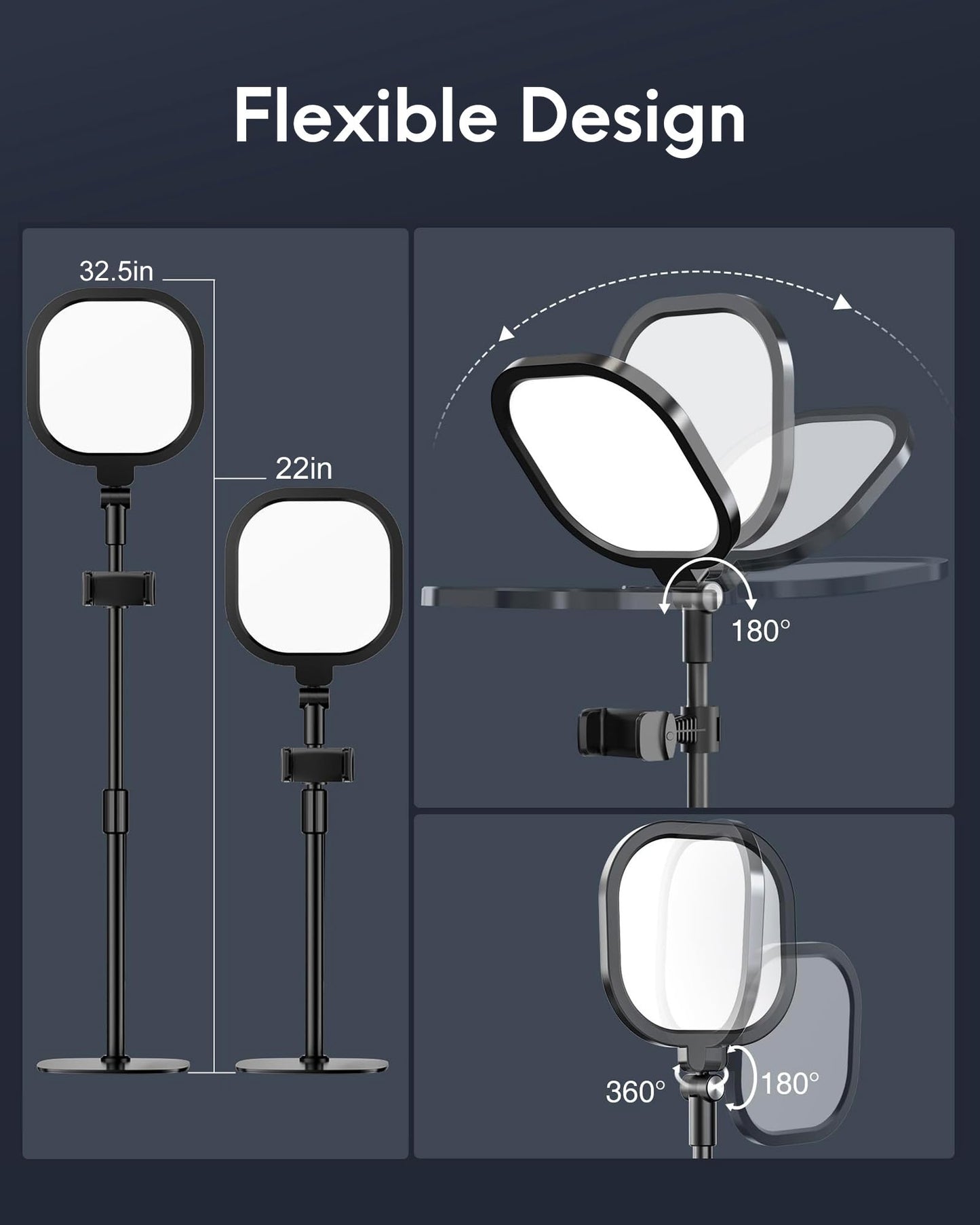 Zoom Lighting for Computer, Adjustable Desk Lighting for Video Calls, 30 Light Modes Video Conference Light, Desk Ring Light with Stand for Webcam, Meetings, Live Stream, Home Office. CRI 97.8