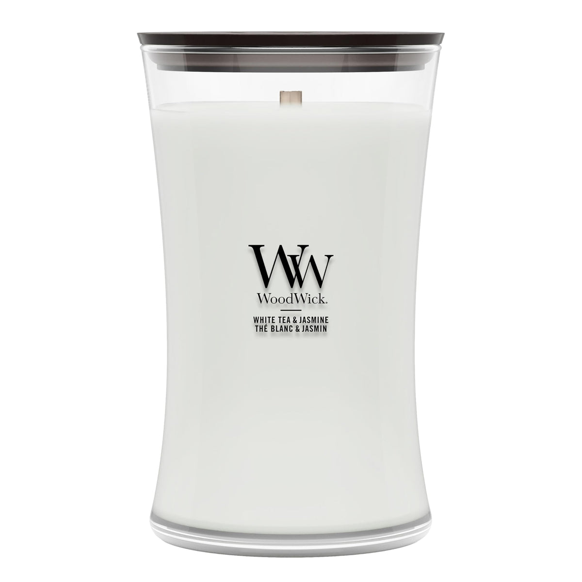 WoodWick Large Hourglass Scented Candle, White Tea & Jasmine