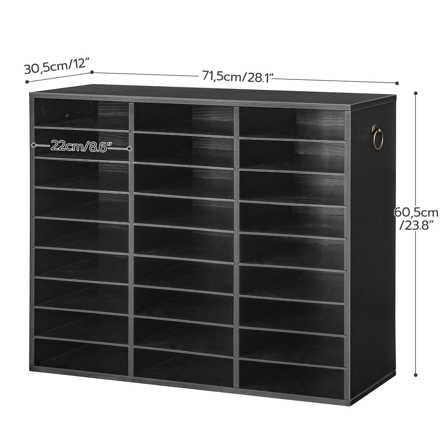 HOOBRO Literature Organizer, 27 Compartments Wooden Mail Organizer, Countertop Literature Sorter with Adjustable Shelves for Home, Office, School, Student Mailbox for Classroom, Black BK27WF01