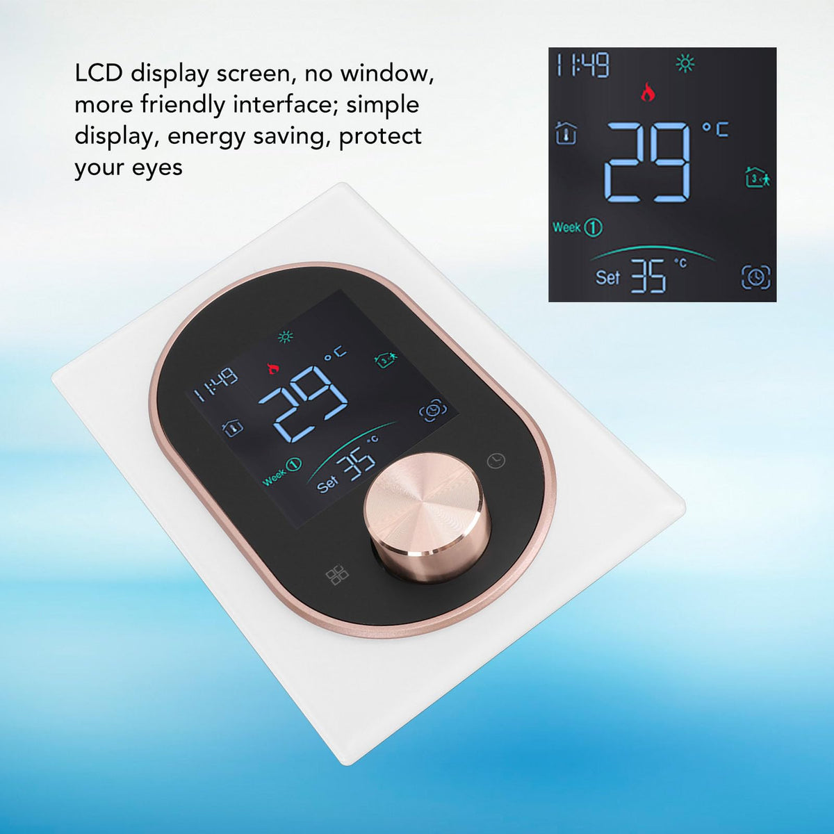 Smart Color Programmable Touchscreen Thermostat High Efficiency Remote Access with LCD Display, Energy Efficient Temperature Control for Home, Office & Shops, AC 95-240V Compatible