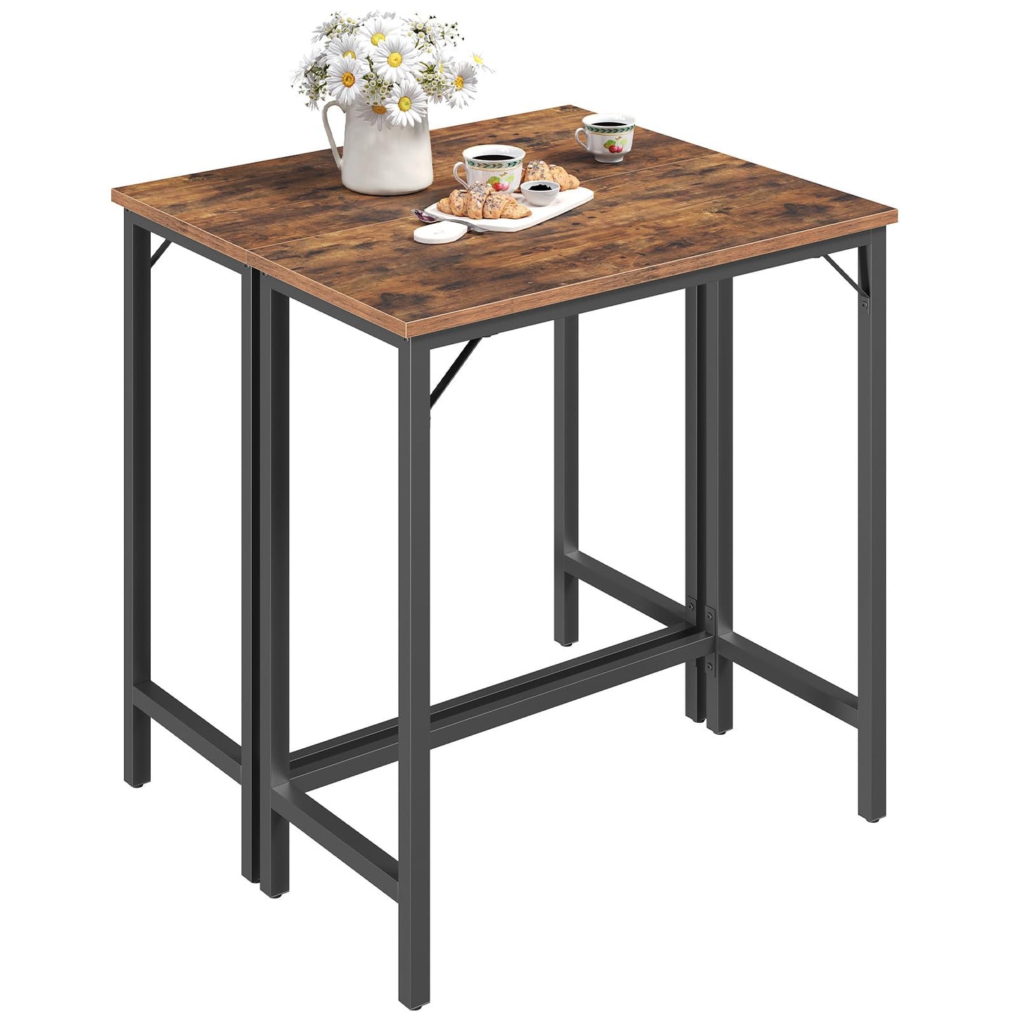 MAHANCRIS Narrow Bar Table, 63-Inch Pub Table for Dining Room, Counter Bar Tables with Sturdy Metal Frame, Connectable Bar Table, Multifunctional Console Table, Rustic Brown BTHR1601