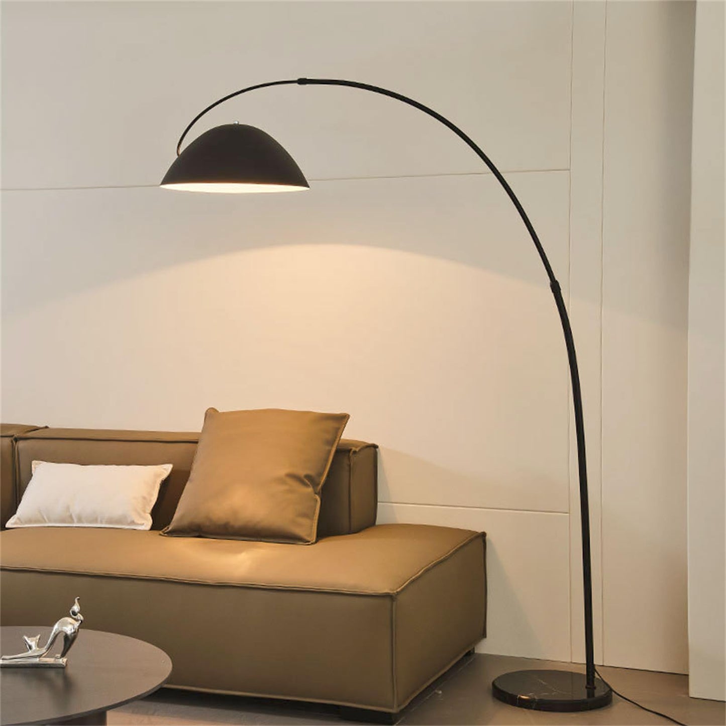 GKOKG Floorps,with Table Arc Floorp for Liviroom, Marble Base Standingp - Black with Adjustable Shade, Industrial Tallp Metal Material, Readingp for Bedroom Couch Sofa Desk