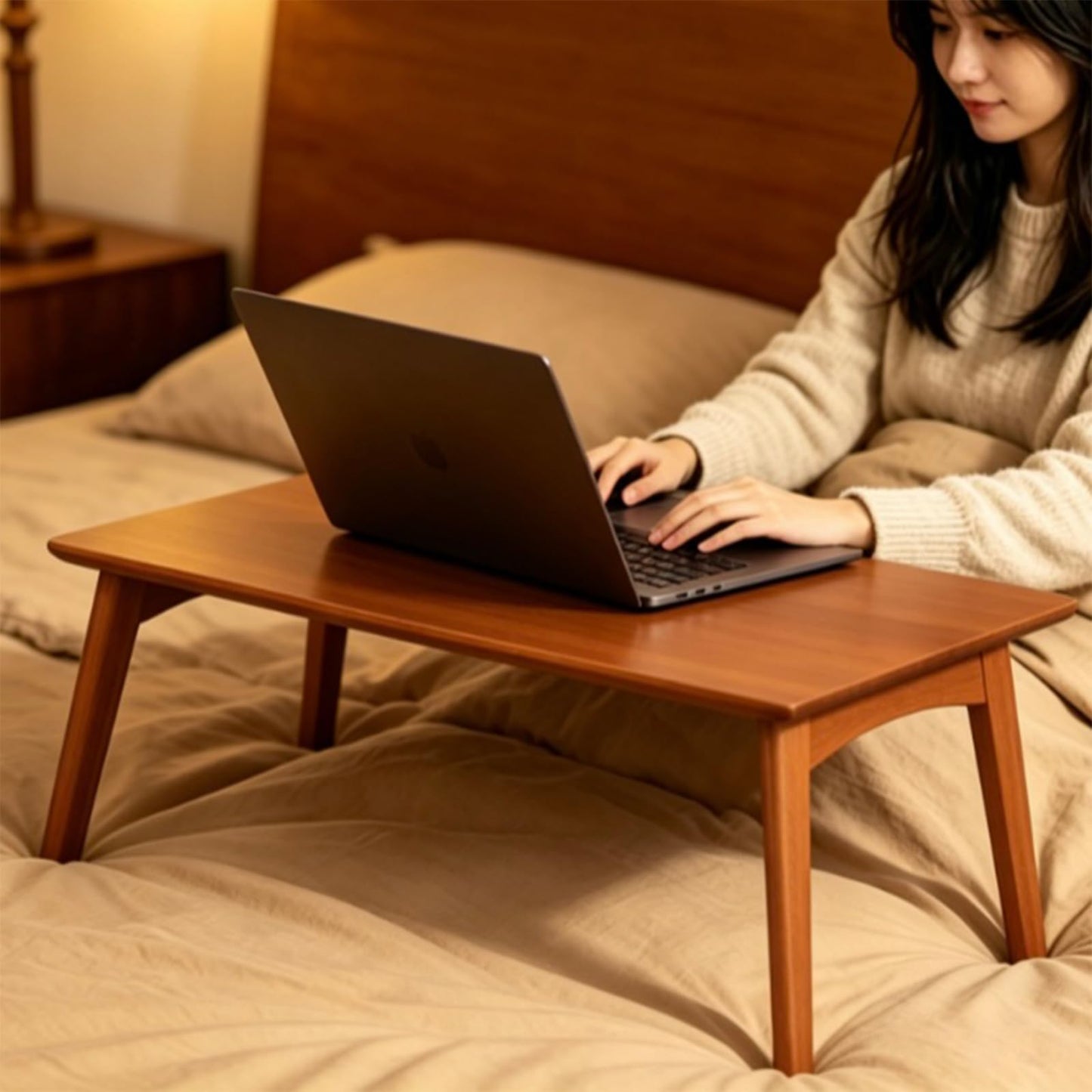 Kuabner Bamboo Folding Coffee Table, Japanese Low Desk, No Assembly Portable Furniture, for Dining Working Studying Relaxing, Walnut, 26 x 16 x 12 Inches