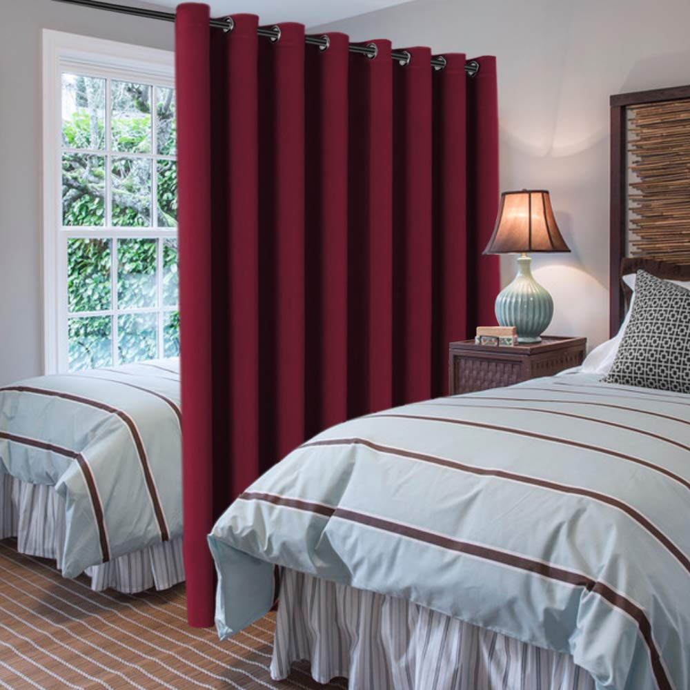 H.VERSAILTEX Blackout Patio Curtains 100 x 96 Inches for Sliding Door Extral Wide Blackout Curtain Panels Christmas Decor for Living Room - Grommet Top, 8' Tall by 8.5' Wide - Burgundy