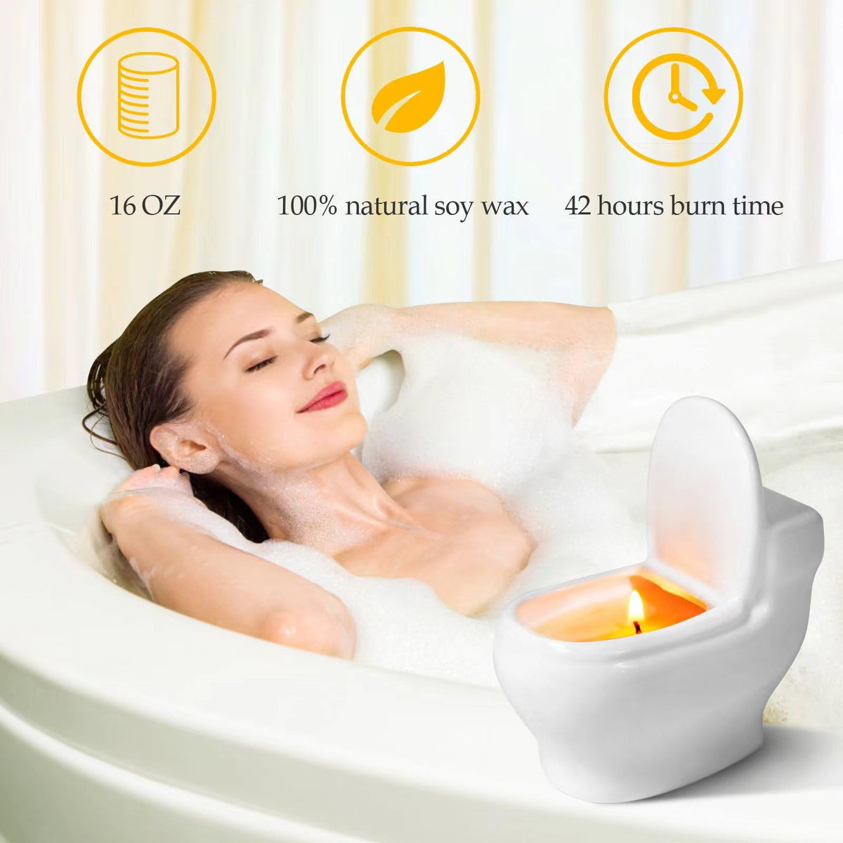 Toilet Shaped Scented Candles,Funny Gag Gift for Women & Men,Jasmine Fragrance Aromatherapy Candle is 6 Ounces, Burns for Over 42 Hours, Unique Candles for White Elephant Party,Birthday Prank