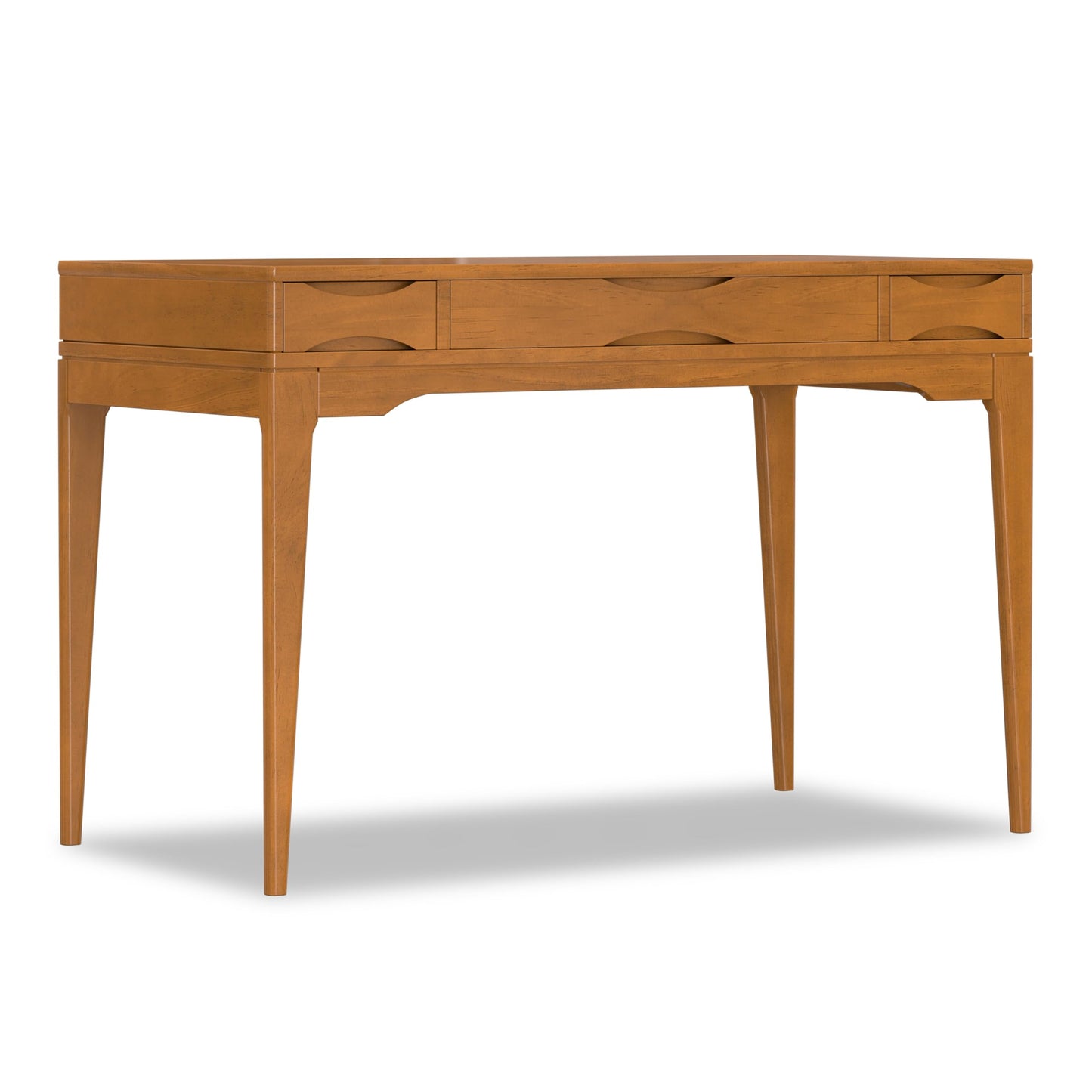 SIMPLIHOME Harper Small Desk - 48 inch Wide Solid Hardwood Writing Desk in Light Golden Brown, Mid-Century Modern Home Office Table for Study or Work with 2 Drawers and Flip-Down Keyboard Tray