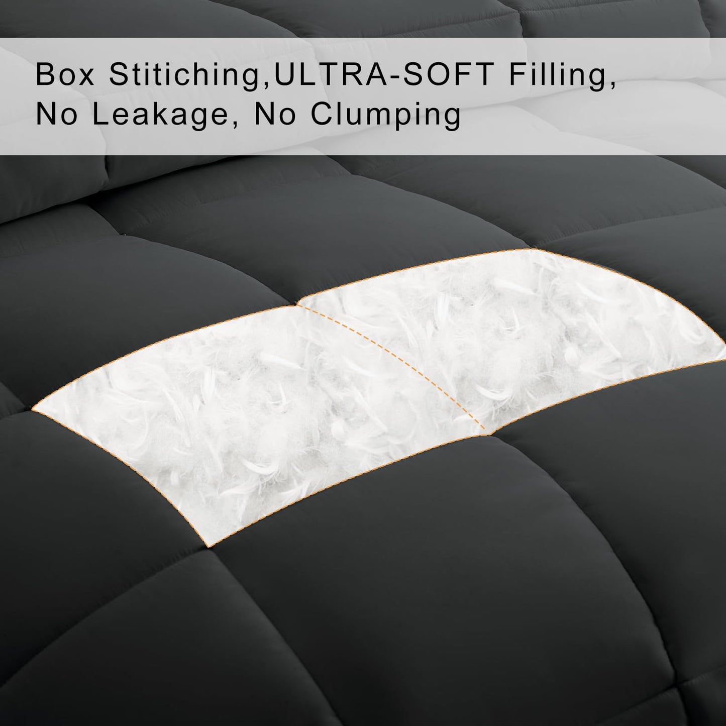 COHOME Premium King Size Comforter, All-Season Quilted Down Alternative Duvet Insert, Luxury Hotel GentleSoft Comforter with Anti-Clump Tech & 8 Tabs - Reversible - Dark Grey 90x102 inches
