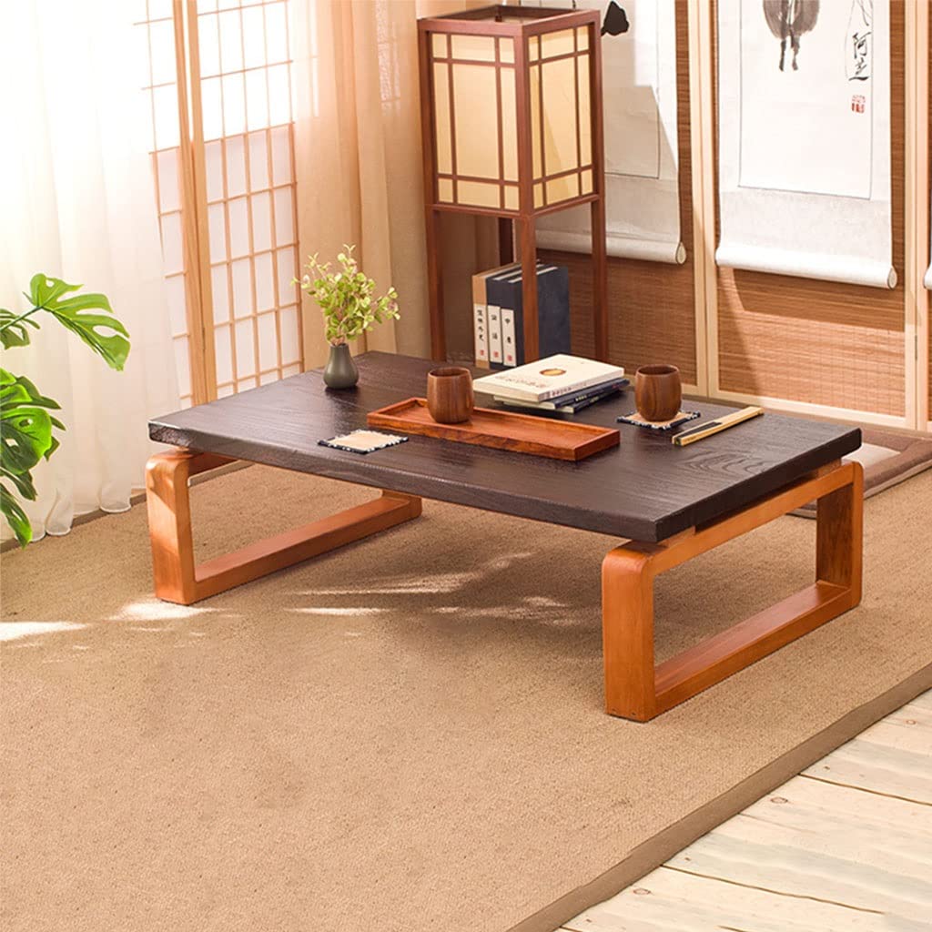 GLDGJMZ Bay Window Kung Fu Coffee Table Zen Tea Table for Living Room Japanese Style Retro Low Meditation Table (60x40x30cm) Ideal for Relaxation and Aesthetic Decor