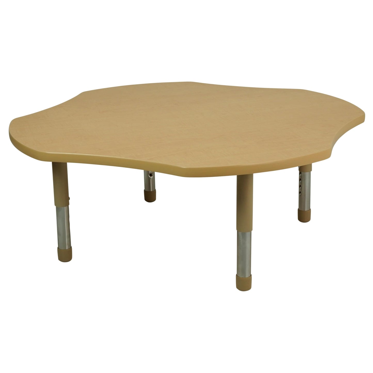 FDP Clover Toddler Activity School Table (48 inch), Neutral Sand Tiny Tot Legs, Adjustable Height 12-18 inches - Maple Top and Maple Edge