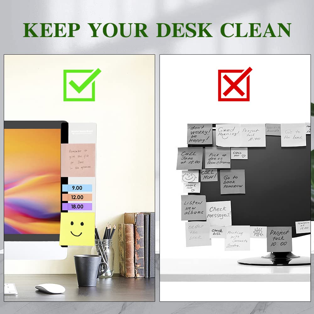 Office Desk Accessories 2pcs Computer Monitor Memo Board Message Board Transparent Acrylic Side Panel Sticky Note Board Left and Right Computer Note Board Suitable for Women Work Form Home Office