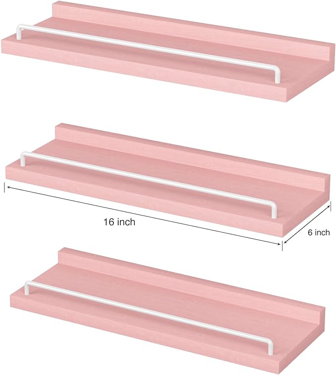 RYOFOBETTO Pink and White Floating Shelves, Kawaii Room Decor Wall Shelves