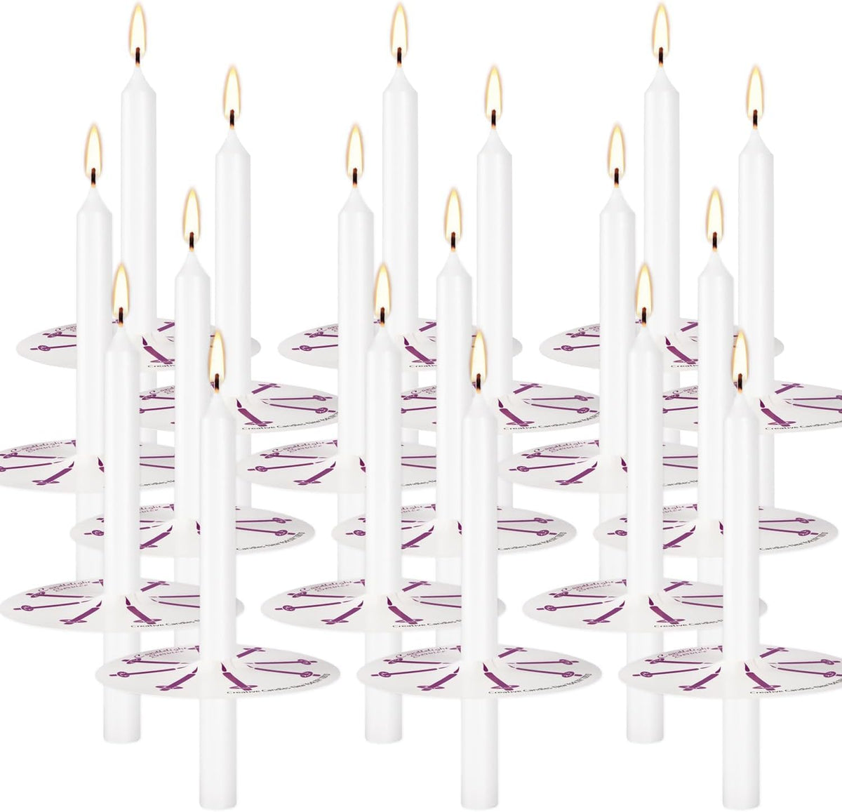 YOROXRG 200 pcs Church Candles with Drip Protectors for Devotional Candlelight Vigil Service, Unscented White 5" H X 1/2" D, No Smoke, Shabbat, Praye