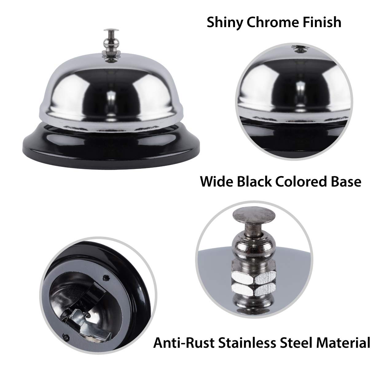 Super Z Outlet Call Bell 2-Pack - Classic Service Bell for Desk, Counter, or Reception 3.35", Gleaming Stainless Steel, Corrosion-Resistant, for Home, Office, School