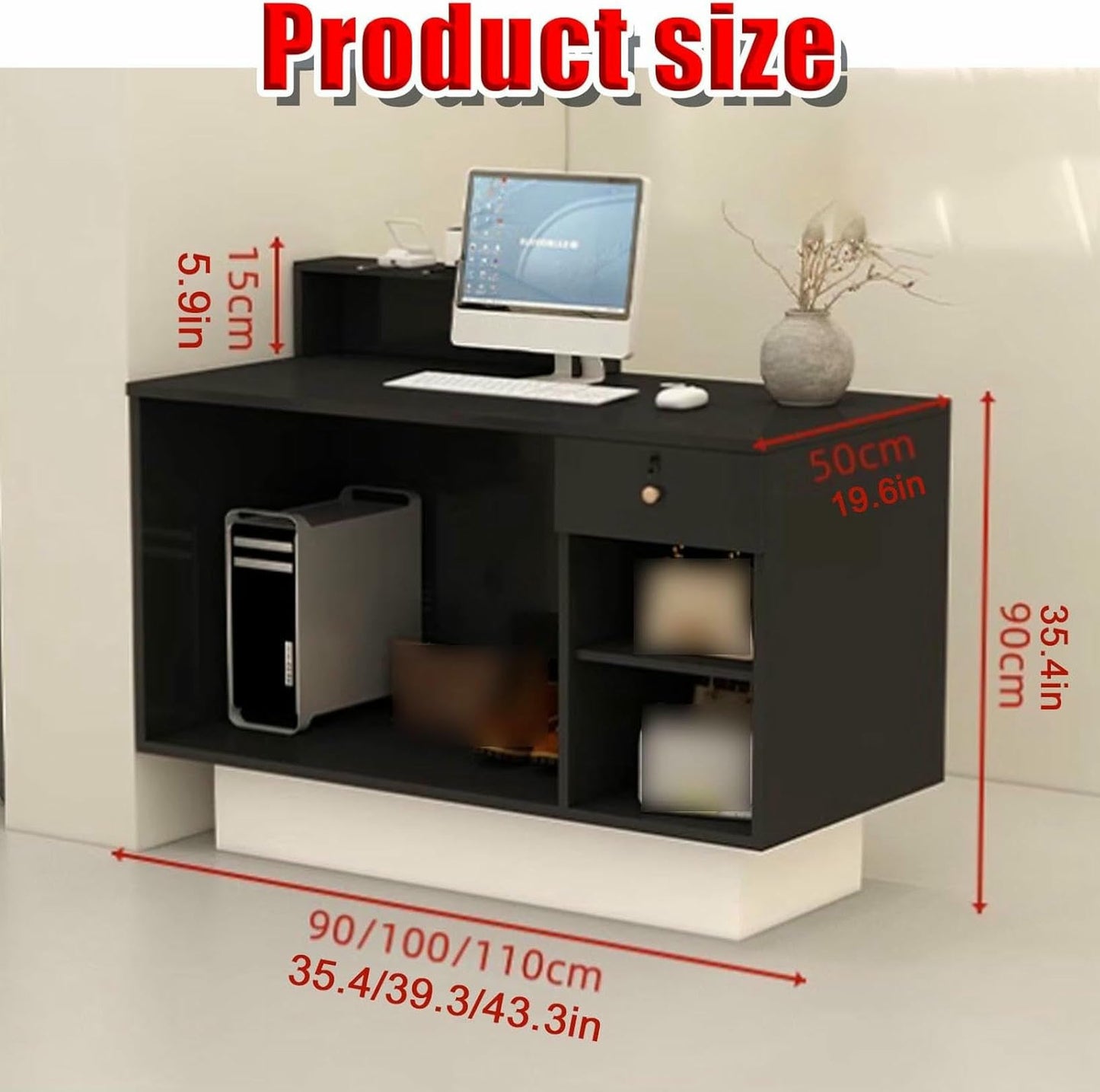 GFXYQPDNV Reception Desk with Counter Drawers & Storage Shelves, Reception Room Tables，Front Desk Reception Counter,Modern Checkout Counter with Storage, for Store Hotel Office