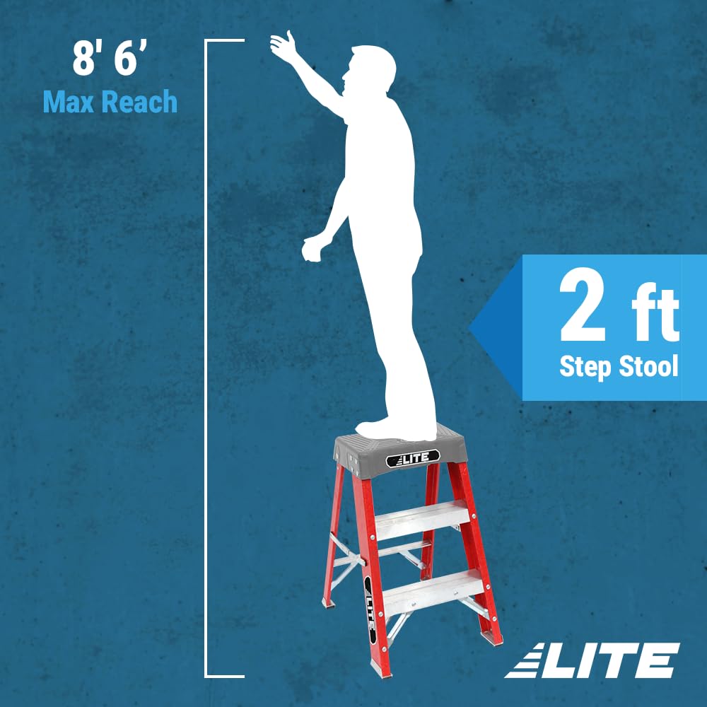 LITE 2-Foot Fiberglass Step Stool Industrial, 300-Pound Load Capacity, Type IA, LP-3011-02