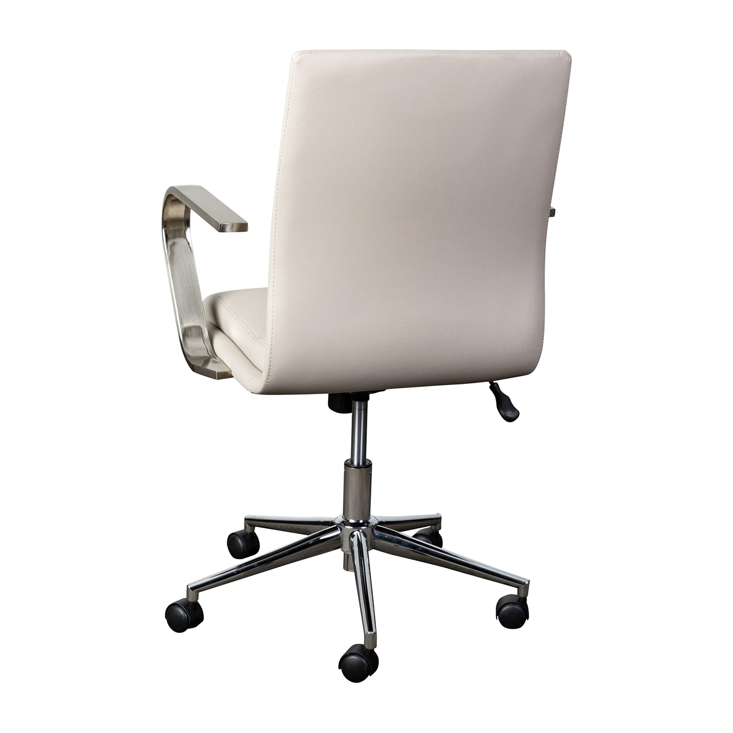 Flash Furniture James Mid-Back Designer Executive Office Chair - Taupe LeatherSoft Upholstery - Brushed Chrome Base and Arms - Height Adjustable 360° Swivel Seat