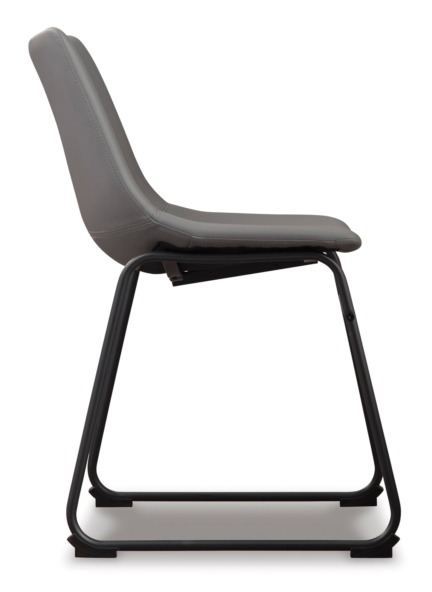 Signature Design by Ashley Centiar Casual Bucket Seat Dining Upholstered Side Chair with Black Metal Base, Set of 2, Faux Leather, 18.75" Seat Height, Gray
