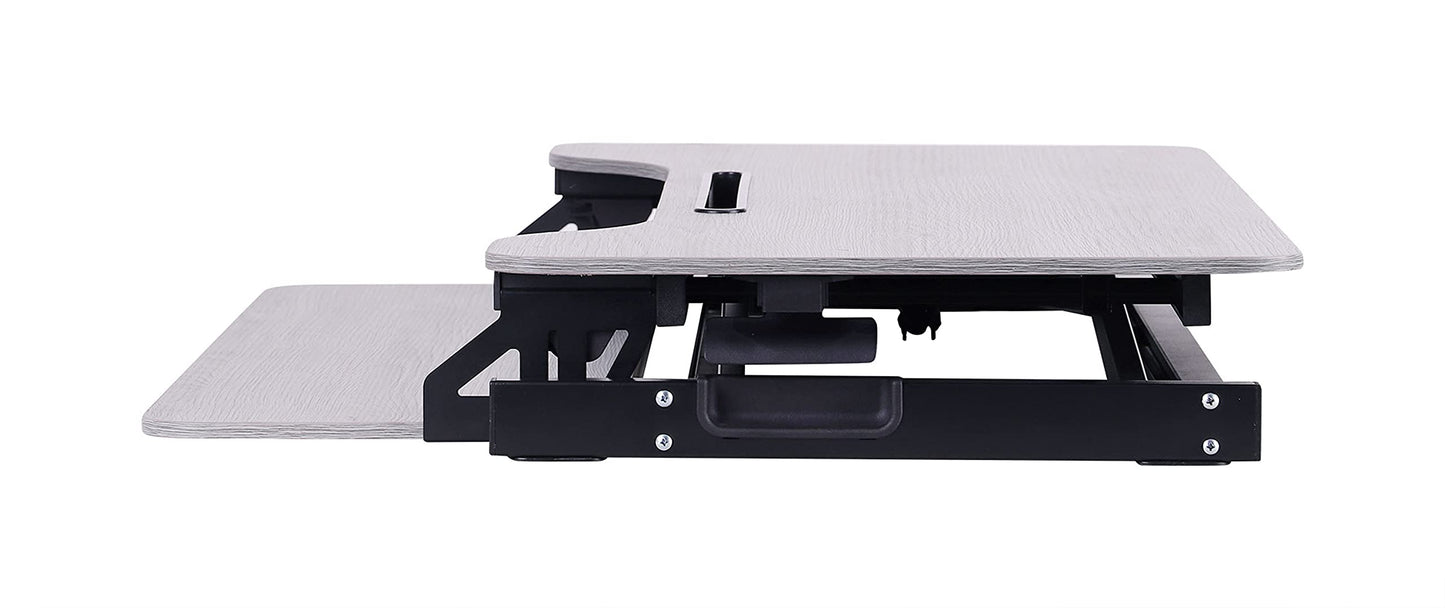 Rocelco Standing Desk Converter with Dual Monitor Mount - 31.5 Inch Sit Stand Up Tabletop Riser with Tablet Holder, Height Adjustable Workstation - Deep Keyboard Tray for Laptop - Gray (R VADRG-DM2)
