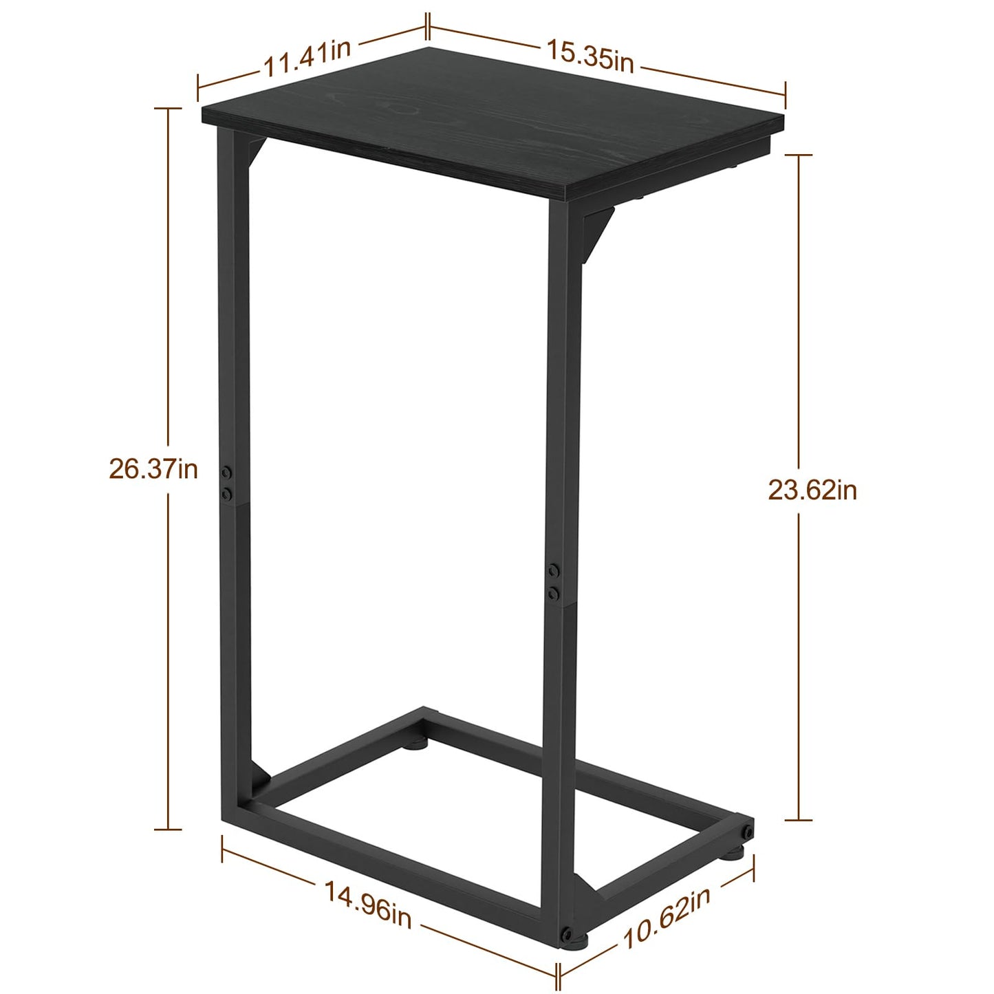 AMHANCIBLE C Shaped End Tables Set of 2, Couch Side Tables that Slide Under Sofa, Slim TV Trays for Living Room and Bedroom, Narrow Space Saving Laptop Workstation, Black, HET02BBK
