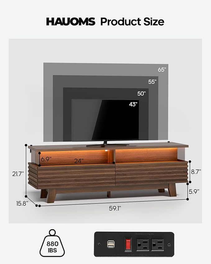 HAUOMS 59" TV Stand for Living Room