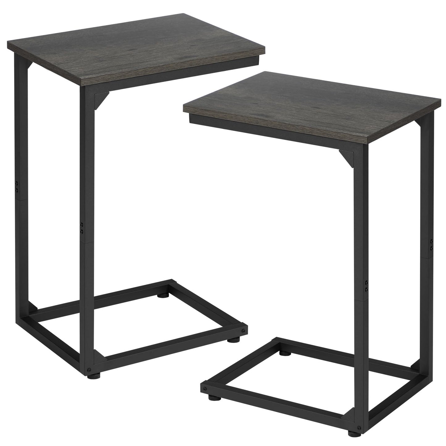 AMHANCIBLE C Shaped End Table Set of 2, Couch Side Table that Slide Under Sofa, Narrow Small Space TV Trays for Living Room, Bedroom, Dark Grey, HET02CDG