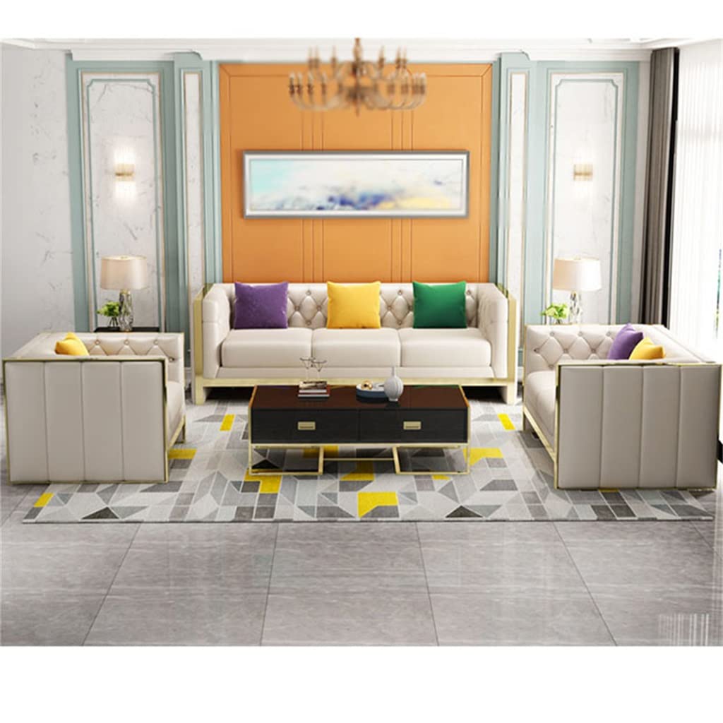 YWMLFZ Hotel Studio Sofa Bed Home Furniture Leather Loveseat with Stainless Steel Foot Combination Chaise Longue