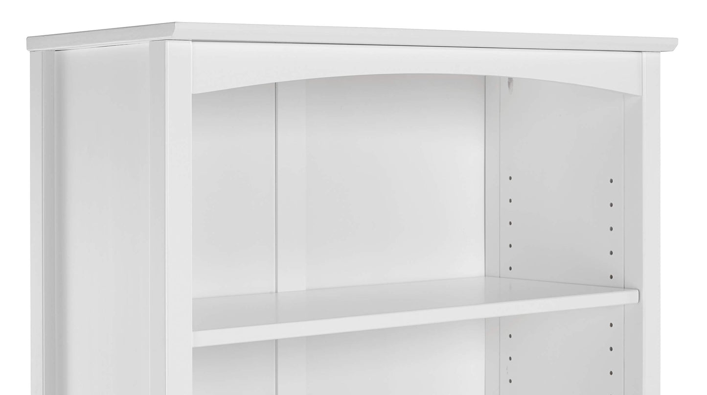 Camaflexi Shaker Style 4 Shelf Bookcase / Solid Wood / 48 inch High / Adjustable Shelving / Closed Back / Display Bookshelf for Living Room, Bedroom, Home and Office, White