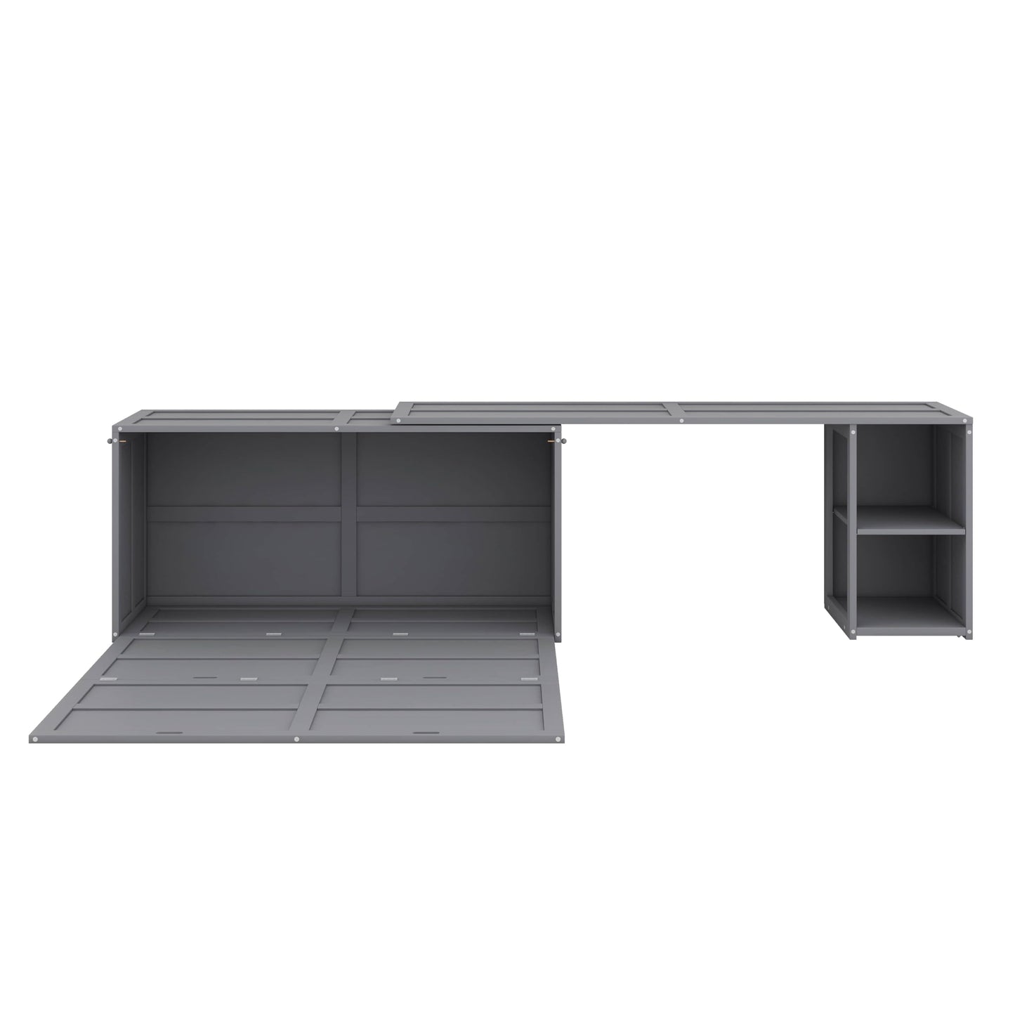 YunNianYang Queen Size Murphy Bed with Rotable Desk (Gray)