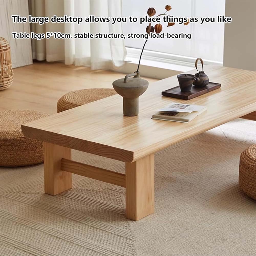 GHHDPXM Japanese Low Coffee Table Solid Wood Table Small Palace Style Floor Table Brown Ideal for Sitting 80 x 50 x 38 cm Perfect for Living Room & Zen Spaces.