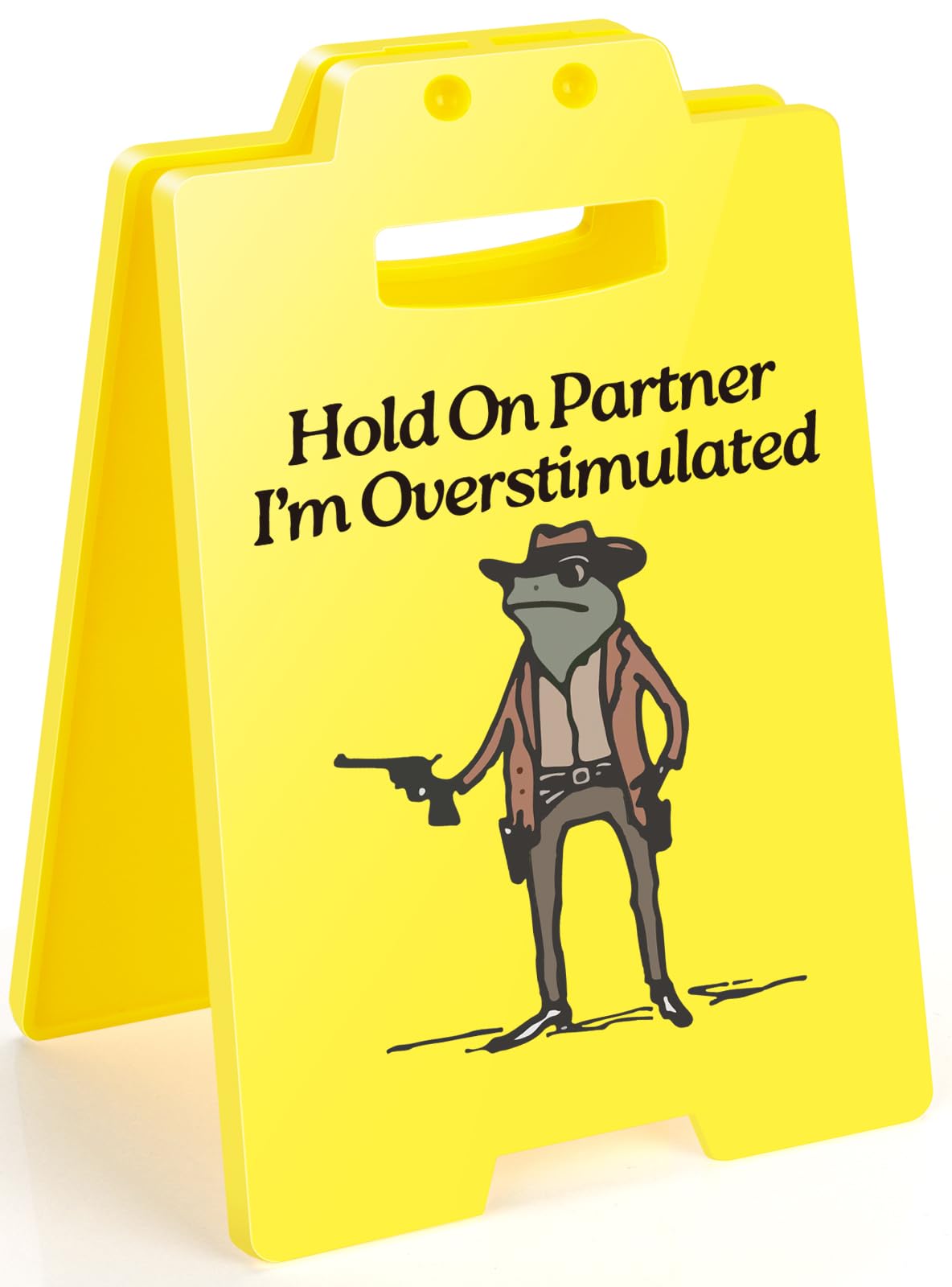 Hold On Partner I'm Overstimulated Humorous Desk Sign - Stress Relief Gifts for Colleagues, Funny Office Decor for Coworkers and Friends